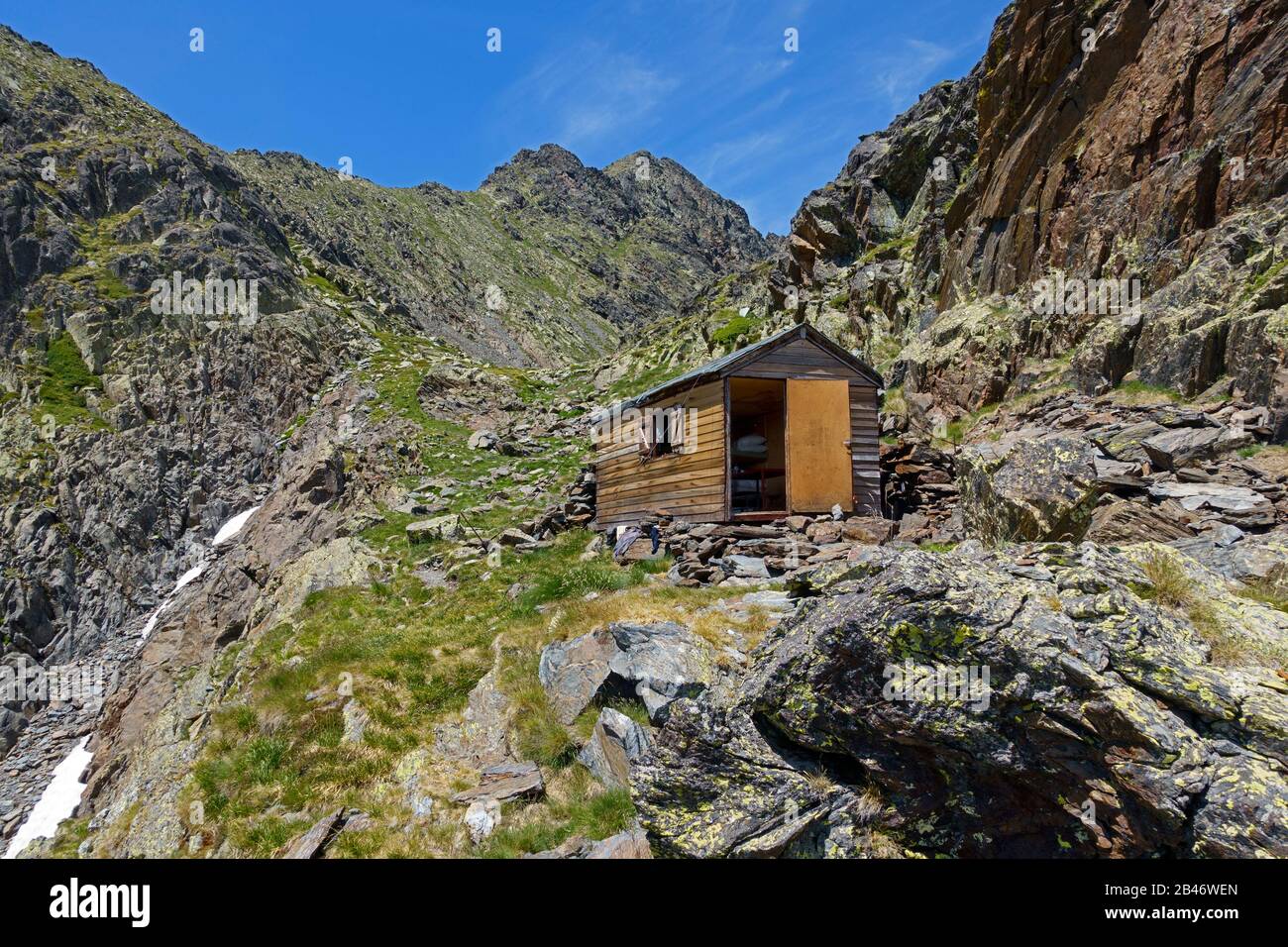 Mountain shelter.Comapedrosa Natural Park.Andorra Stock Photo