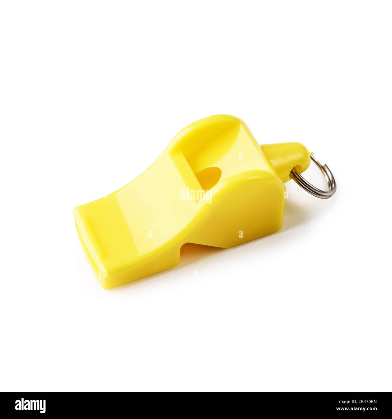 Yellow whistle isolated on white background Stock Photo Alamy