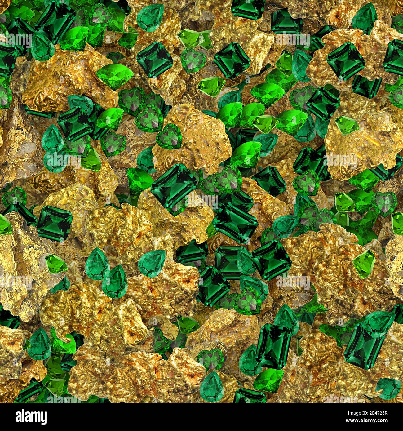 Gold Nuggets and Emeralds Seamless Texture Tile Stock Photo Alamy
