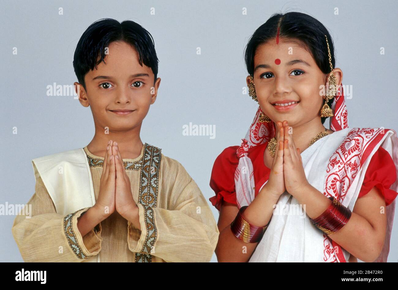 Children Bengali couple fancy dress, India, Asia, MR#502, 501 Stock Photo