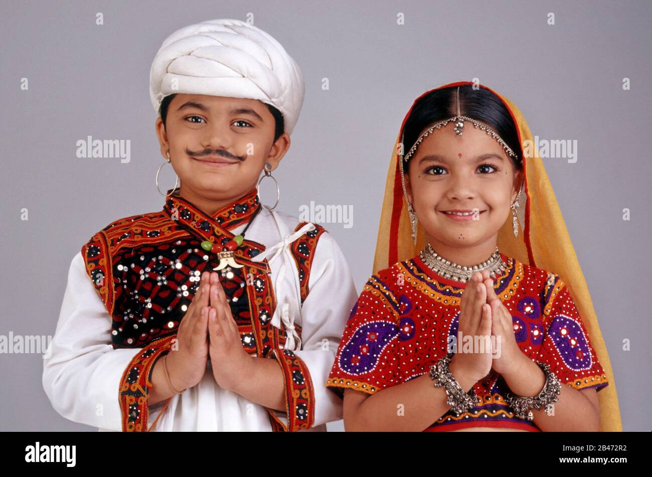 Children Gujarati couple fancy dress, India, Asia, MR#498, 497 Stock Photo