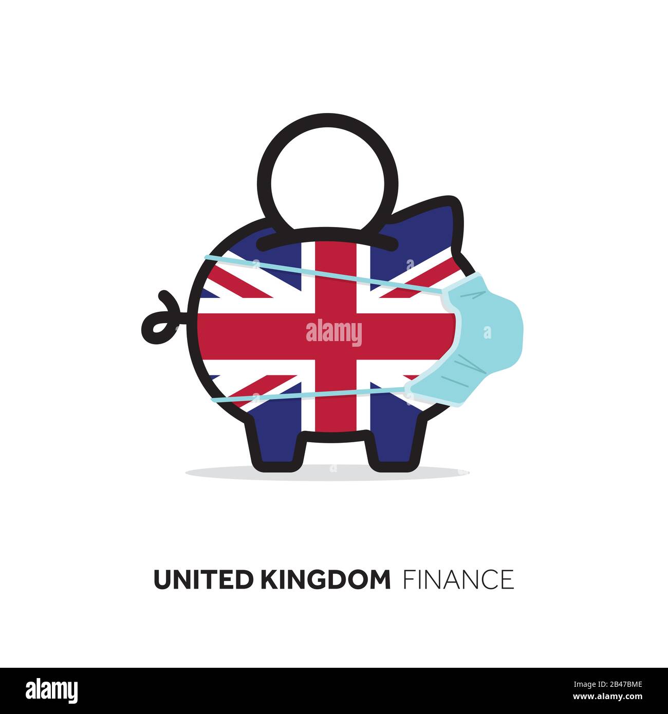 UK healthcare cost. Piggy bank wearing a protective face mask Stock Vector