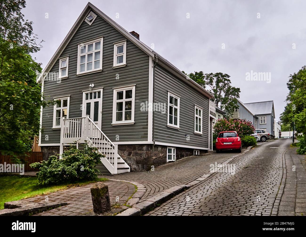 Europe, Reykjavik, in the old town traditional wooden house in Tungata street Stock Photo