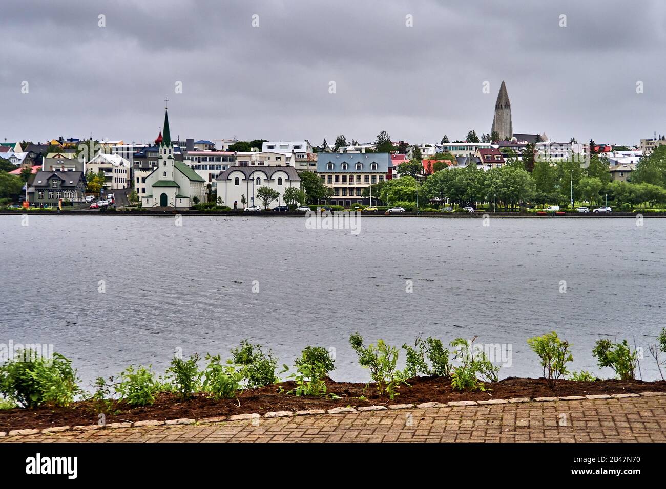 Europe ,Iceland.Reykjavik, Capital Cities, old town, , the shores of Lake TJORNIN Stock Photo