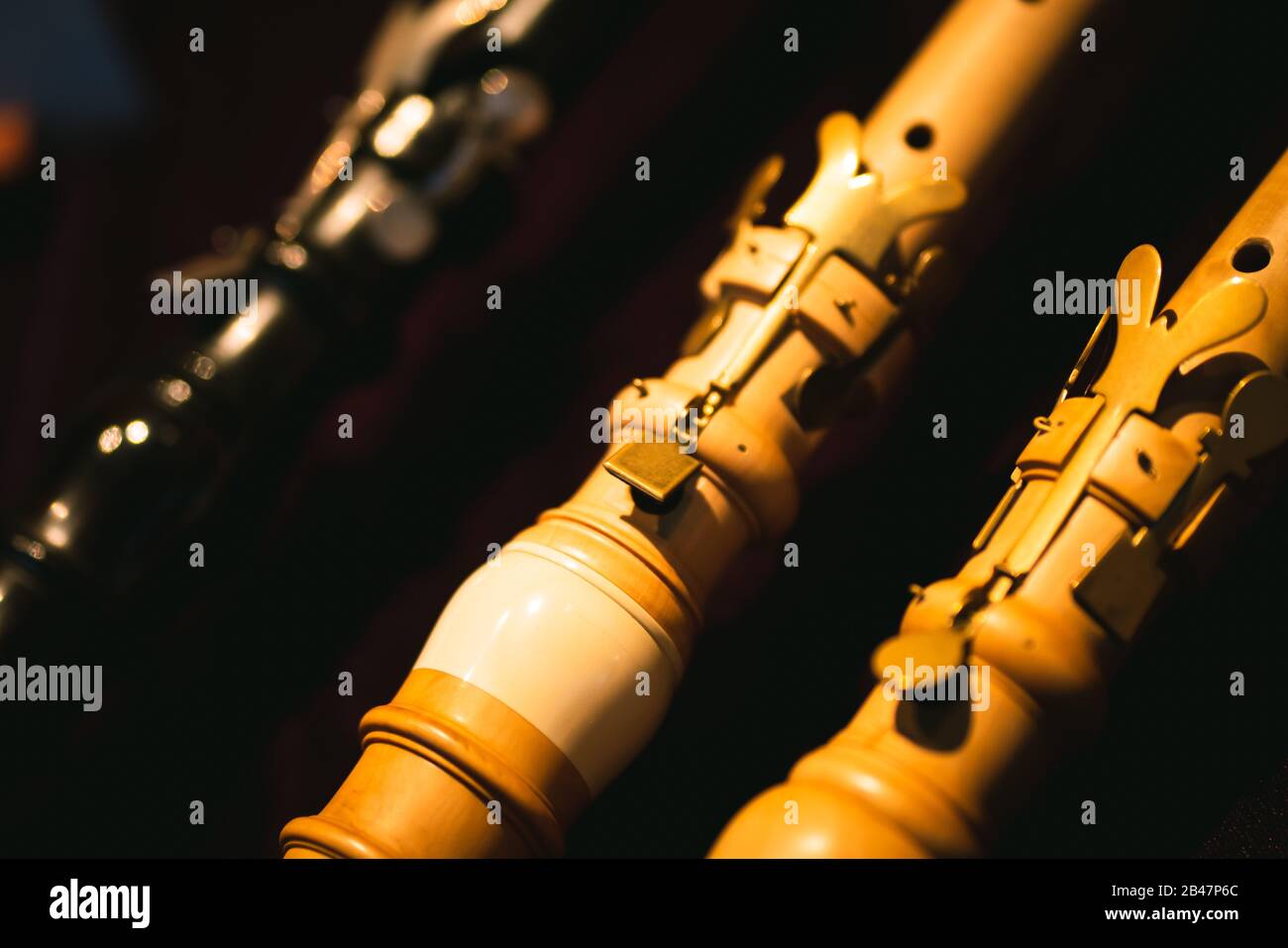 Early Music Historical Instrument Details of Baroque Oboes Stock