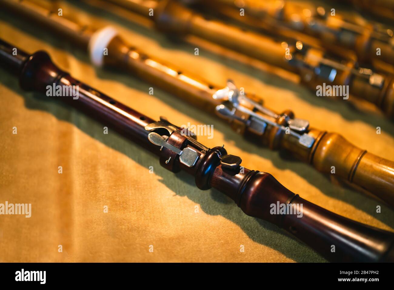 Early Music Historical Instrument Baroque Oboes on display Stock