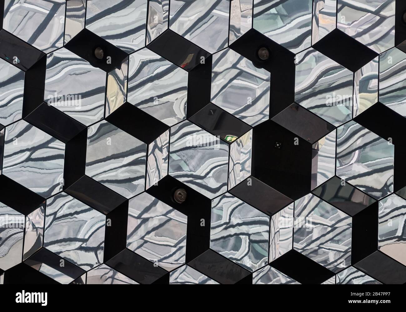 Europe ,Iceland, Reykjavik, glass ceiling in the Harpa Concert Hall, Architect: Henning Larsen Architects and Ólafur Stock Photo