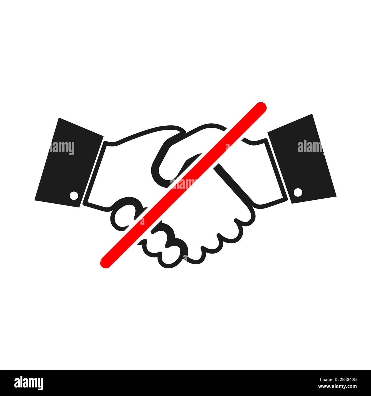 No Handshake icon isolated. Handshake forbidden vector sign. Handshake ban. Stop Handshake Stock Vector