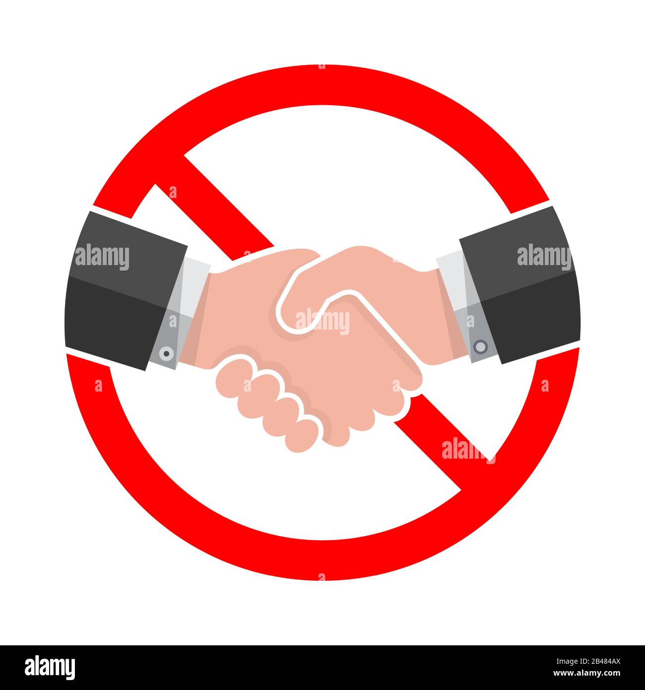 Handshake forbidden vector sign. No collaboration sign on white ...