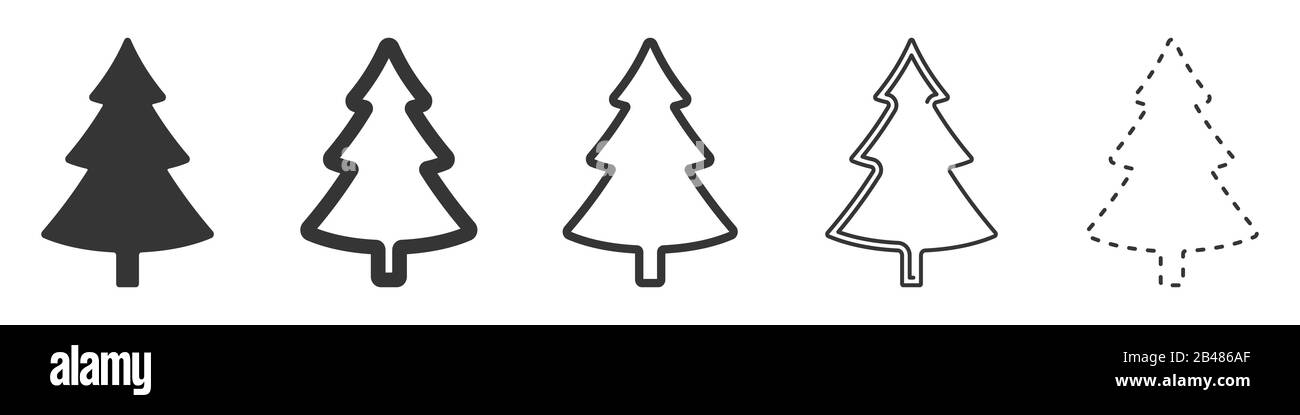 Christmas tree vector icons. Set of christmas tree symbols on white ...
