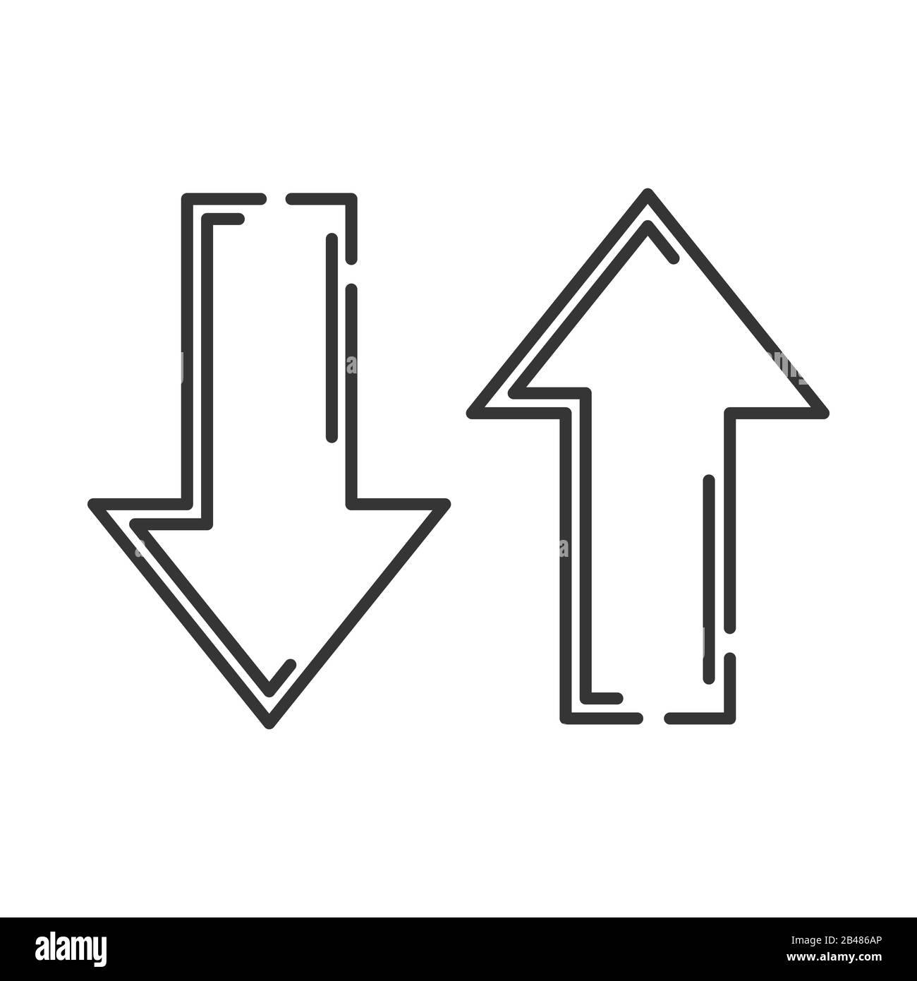 Set of linear arrows. Vector arrows set. Black outline arrows. Vector illustration. Stock Vector