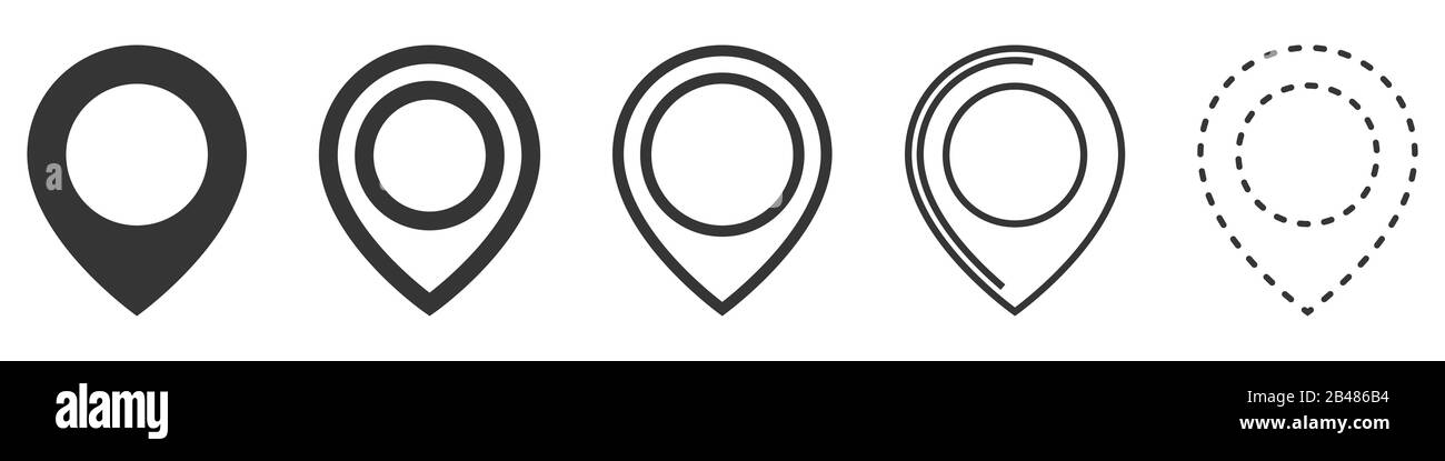 Set of location icons in flat style. Black navigation icon. Map pointer ...