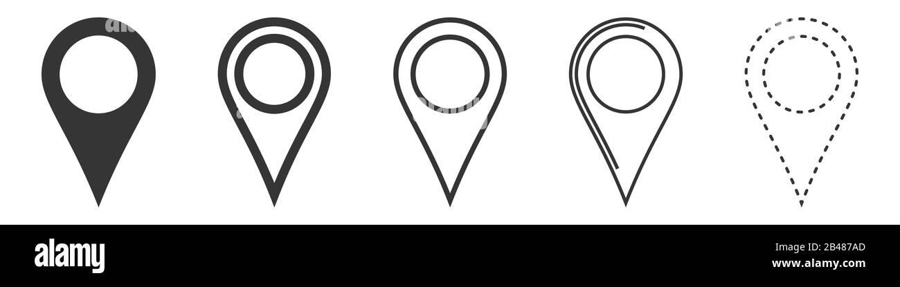 Set of location icons in flat style. Black navigation icon. Map pointer ...
