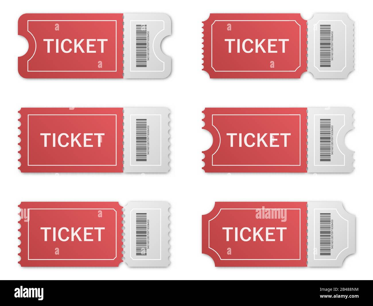 Set of realistic paper tickets with shadow. Blank ticket templates. Vector  illustration. Templates ticket isolated Stock Vector Image & Art - Alamy