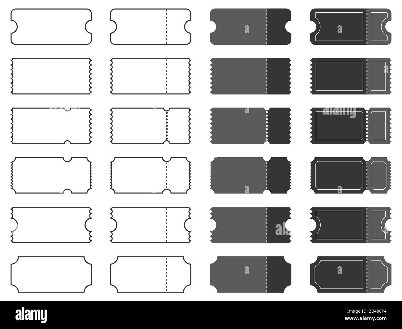Set Of Blank Ticket Templates Black Ticket Template Vector 