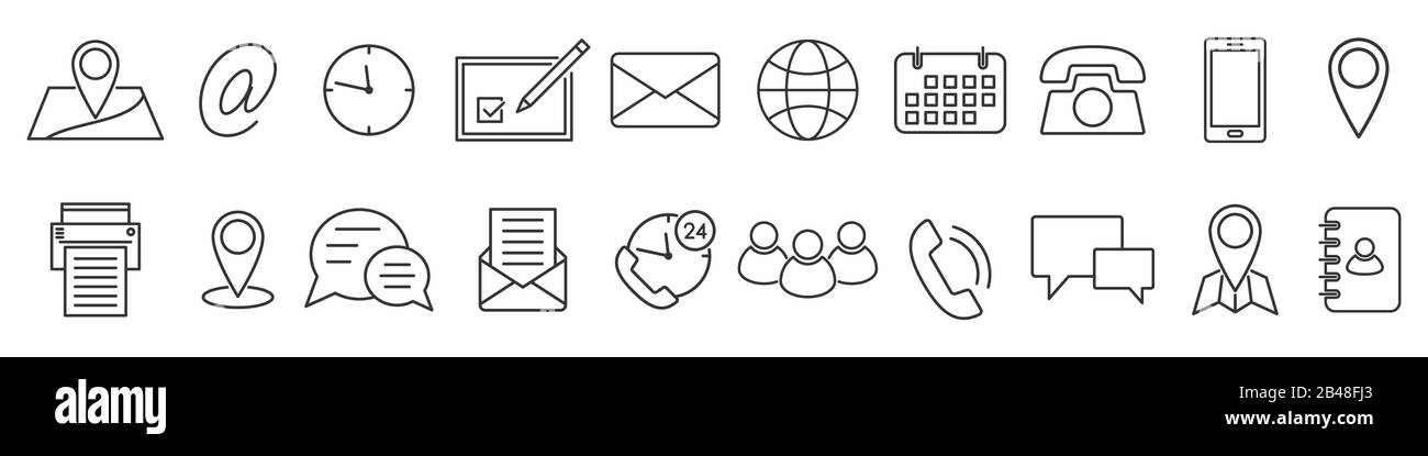 Set of media icons in thin line style. Outline icons isolated. Vector ...
