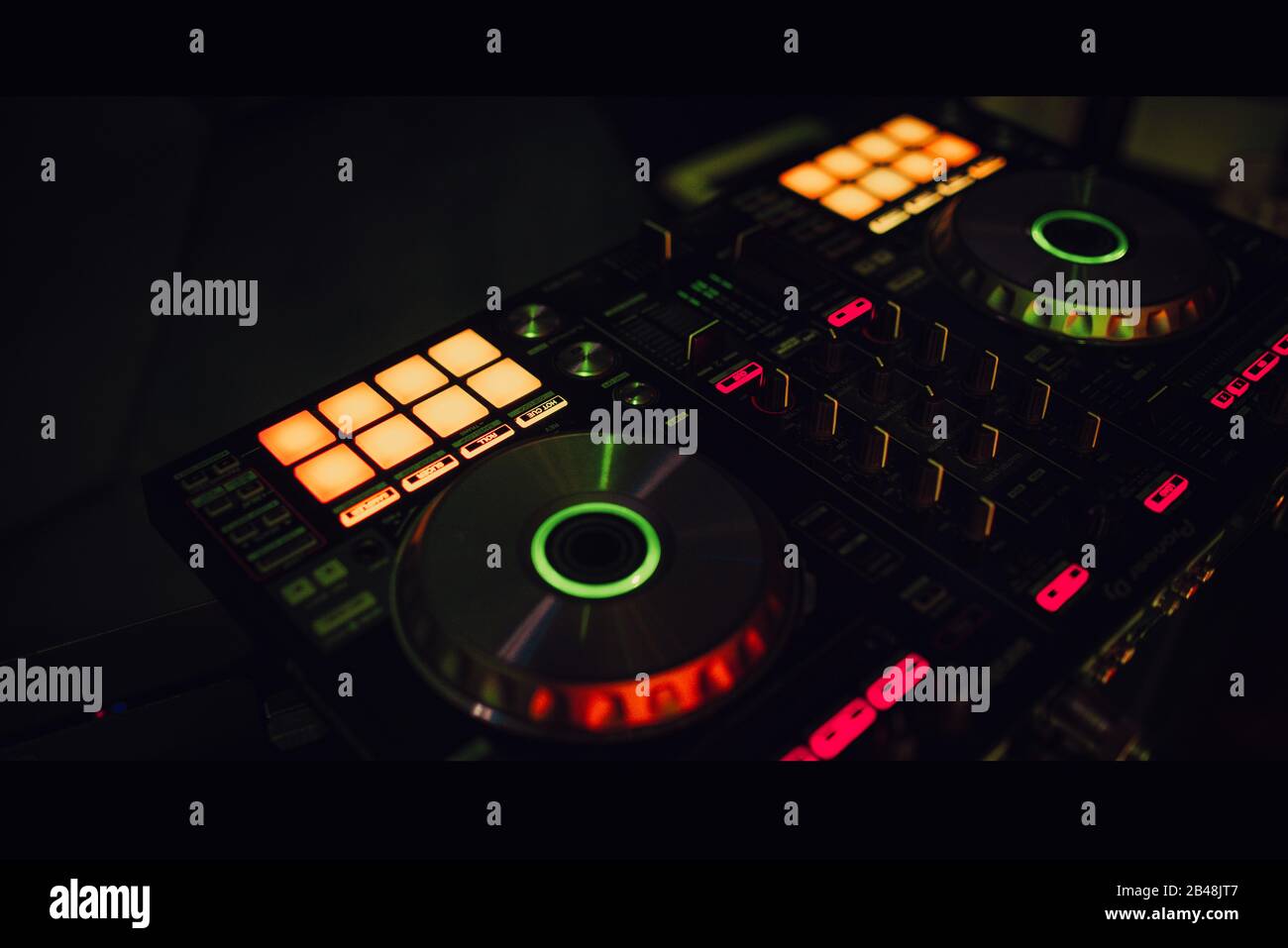 DJ Mixing Music Track On Festival. Dj mixes the track Stock Photo Alamy