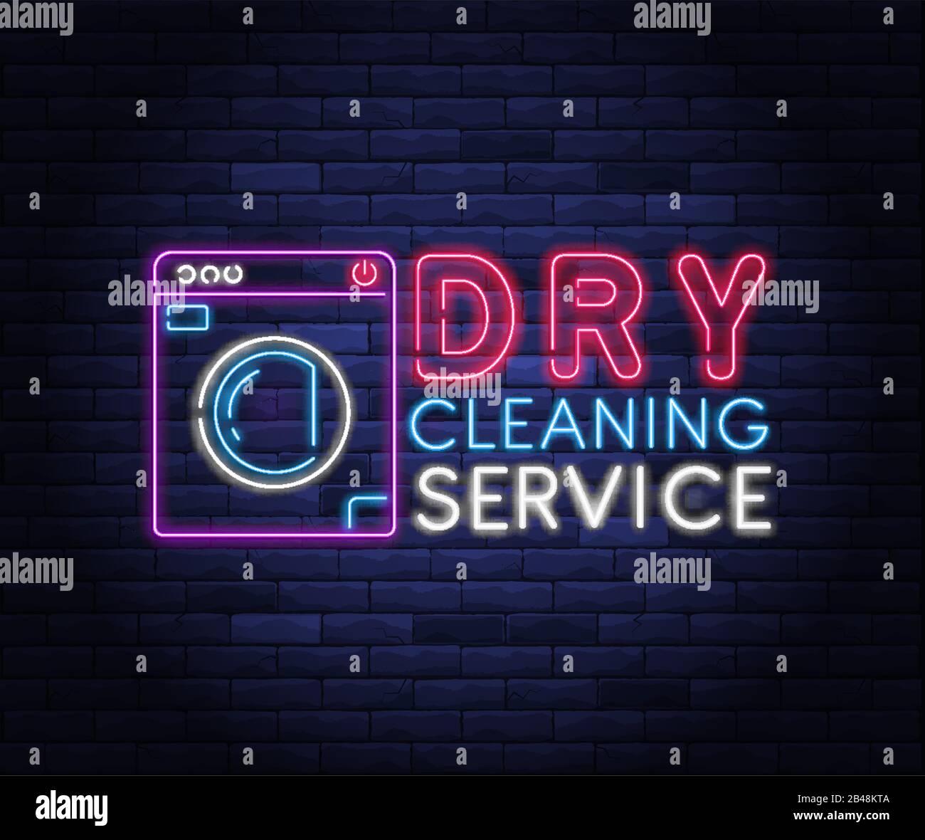 Dry cleaning service neon banner Stock Vector