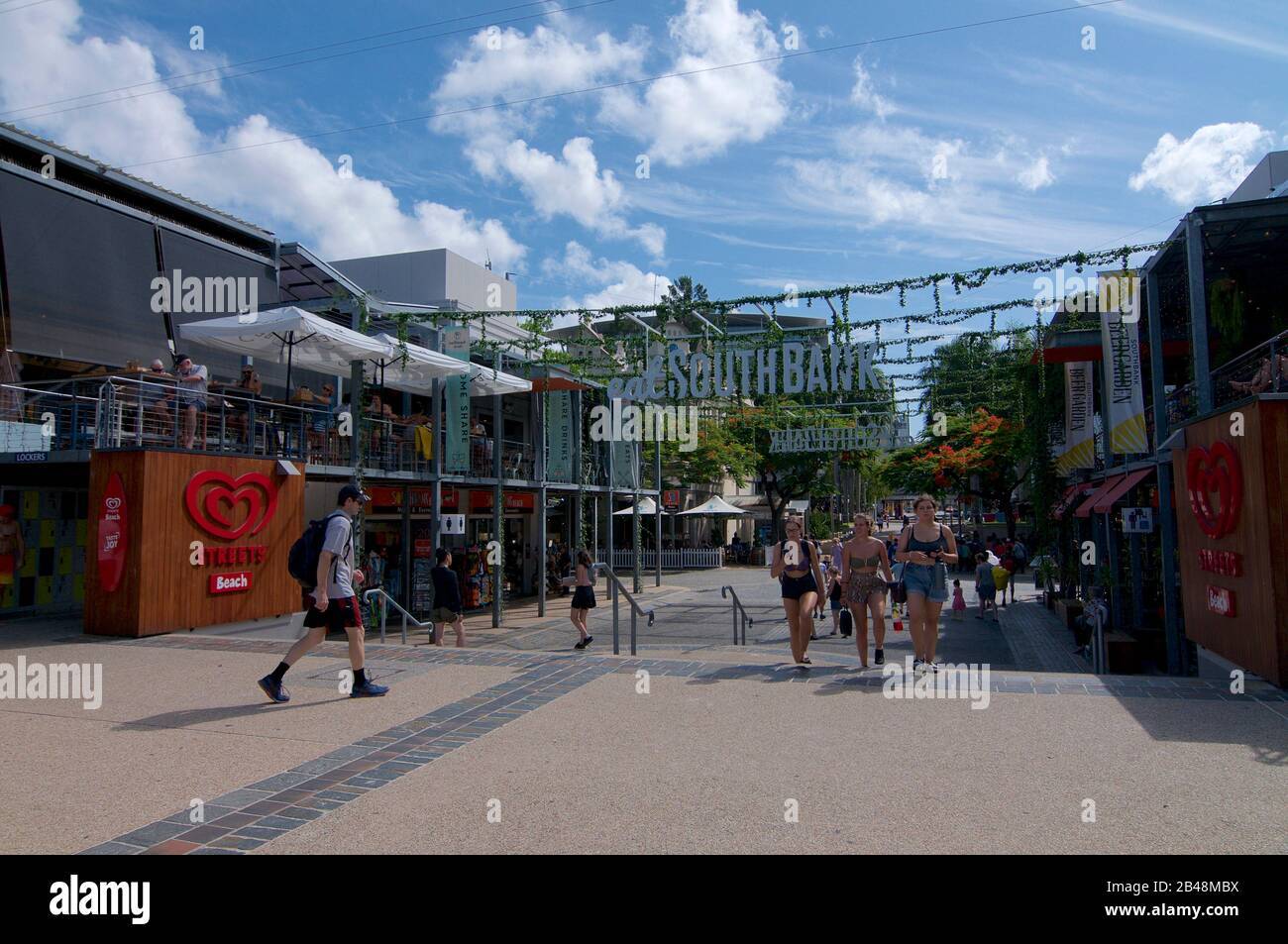 Brisbane, Queensland, Australia - 28th January 2020 : View of South Bank's Stanley Street Plaza during a sunny day in Brisbane. South Bank is Brisbane Stock Photo