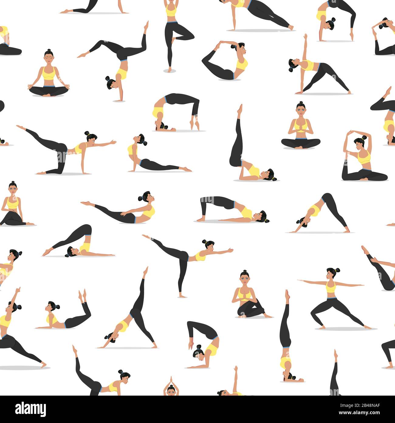 Yoga asanas set seamless pattern Stock Vector Image & Art - Alamy