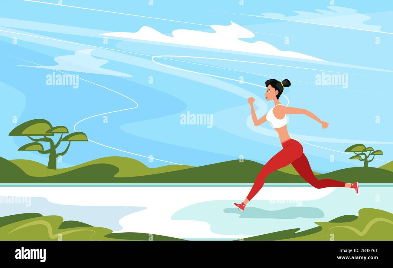 Strong athletic woman sprinter running outdoors Stock Vector Image ...