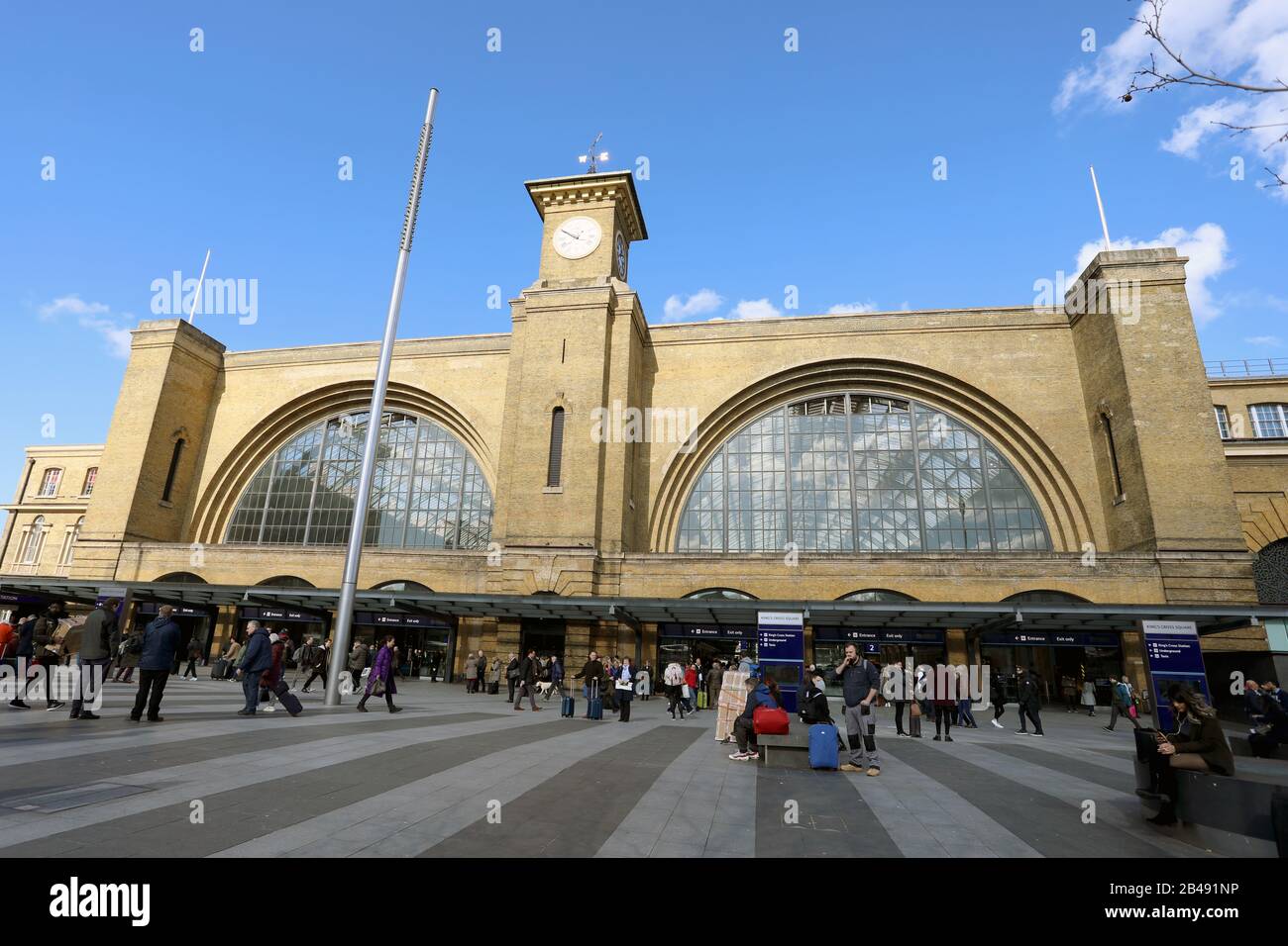 London / UK – March 6, 2020: Exterior of Kings Cross railway station in London Stock Photo