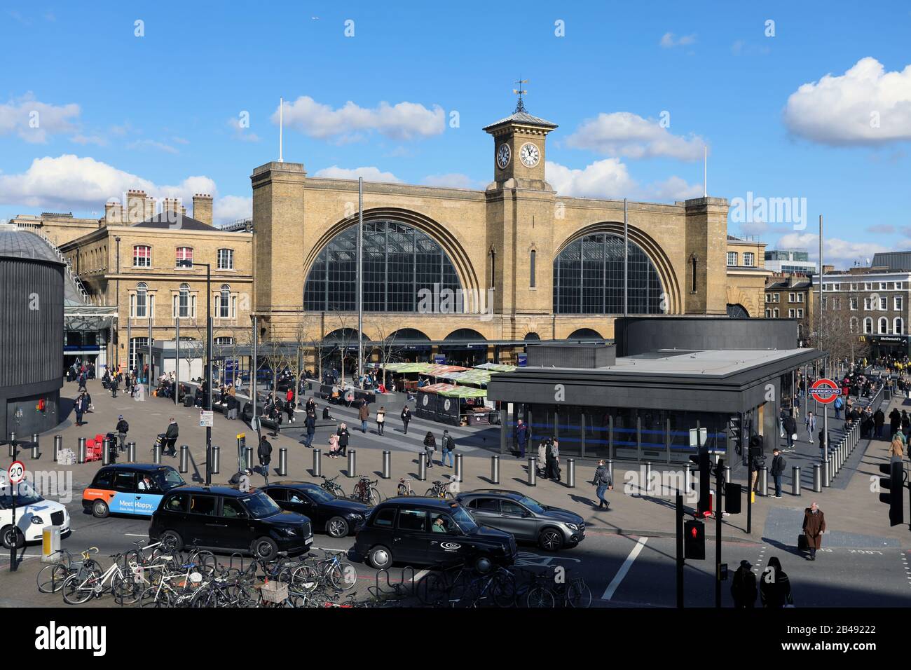 London / UK – March 6, 2020: Exterior of Kings Cross railway station in London Stock Photo