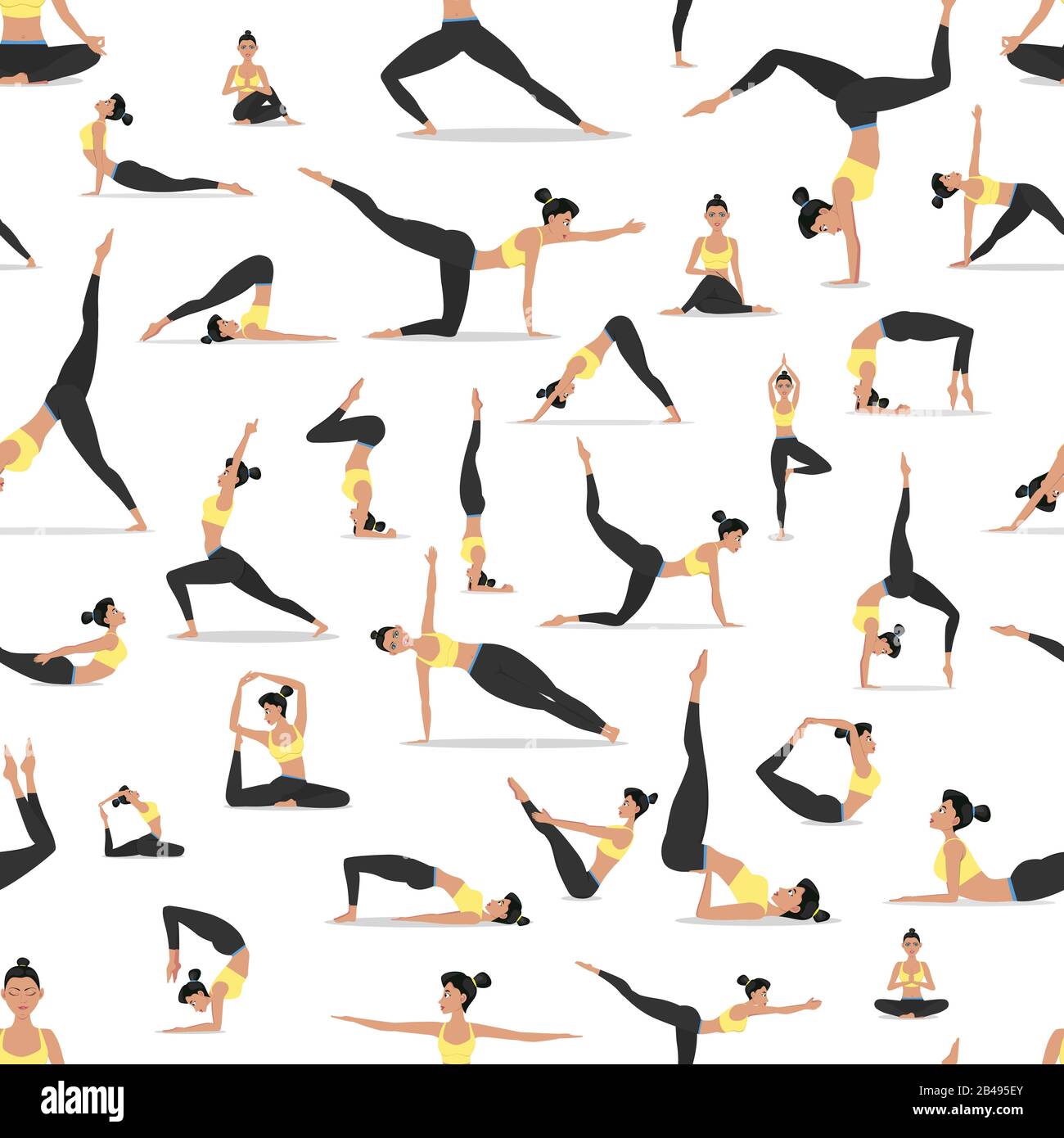 Yoga asanas set seamless pattern Stock Vector Image & Art - Alamy