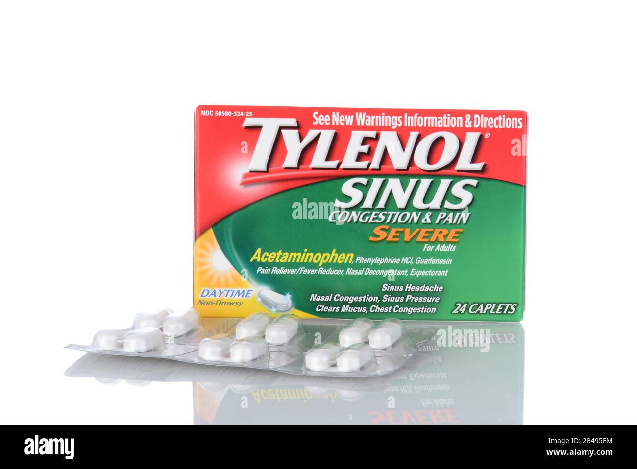 IRVINE, CA - JANUARY 15, 2014: A box pf Tylenol Sinus Daytime. The brand name Tylenol is owned by McNeil Consumer Healthcare, a subsidiary of Johnson Stock Photo
