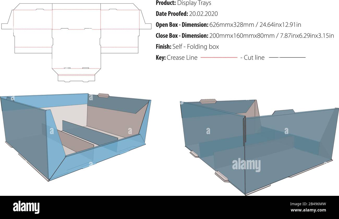 Display Tray Box Packaging template die cut vector Stock Vector