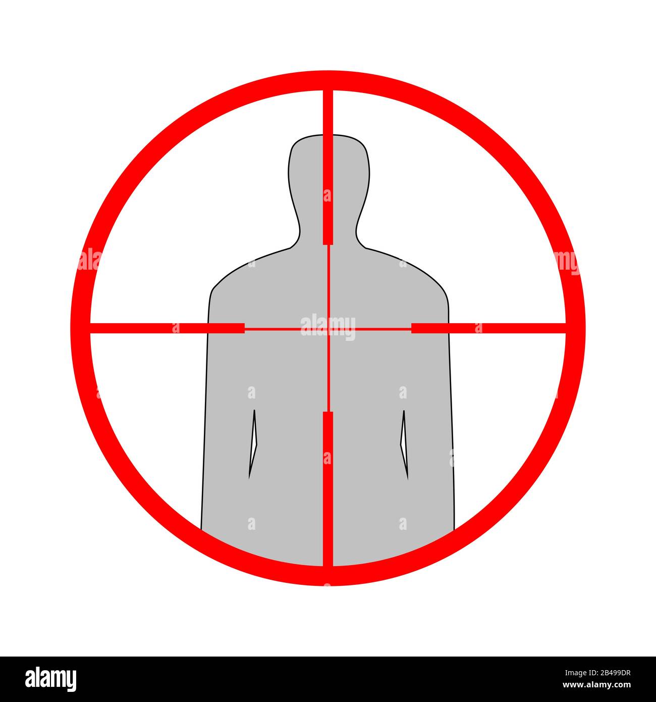 Sniper scope crosshair man silhouette. Vector target illustration Stock Vector