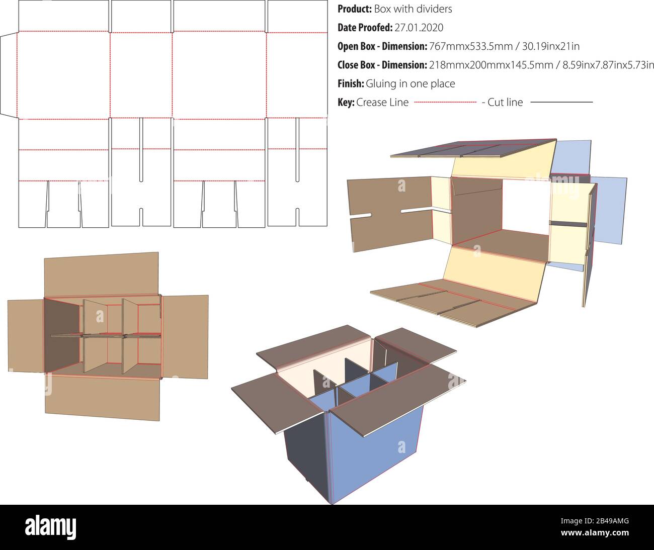 Box with dividers template die cut vector Stock Vector Image & Art - Alamy