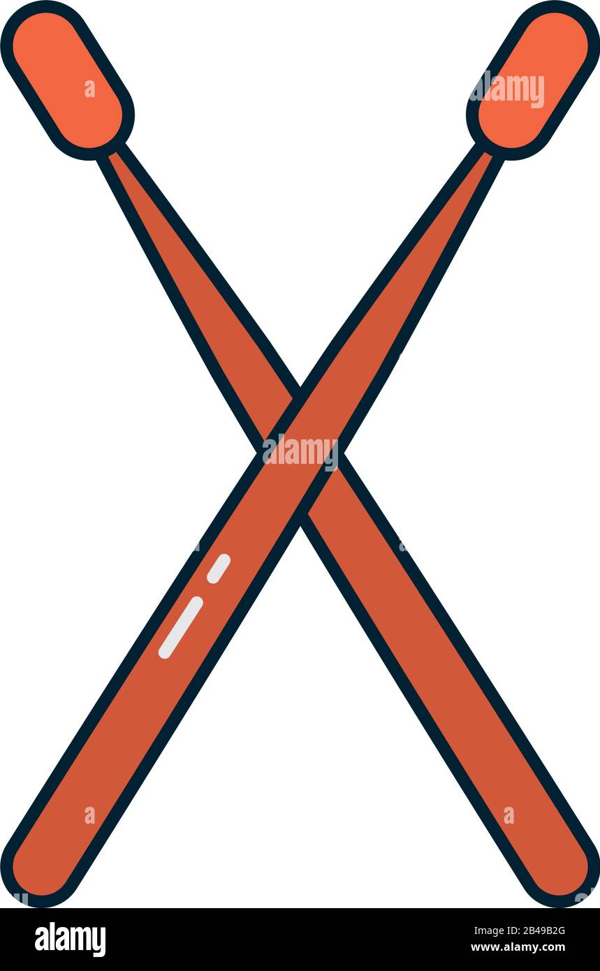 drums sticks line and fill style icon design, Music sound melody song