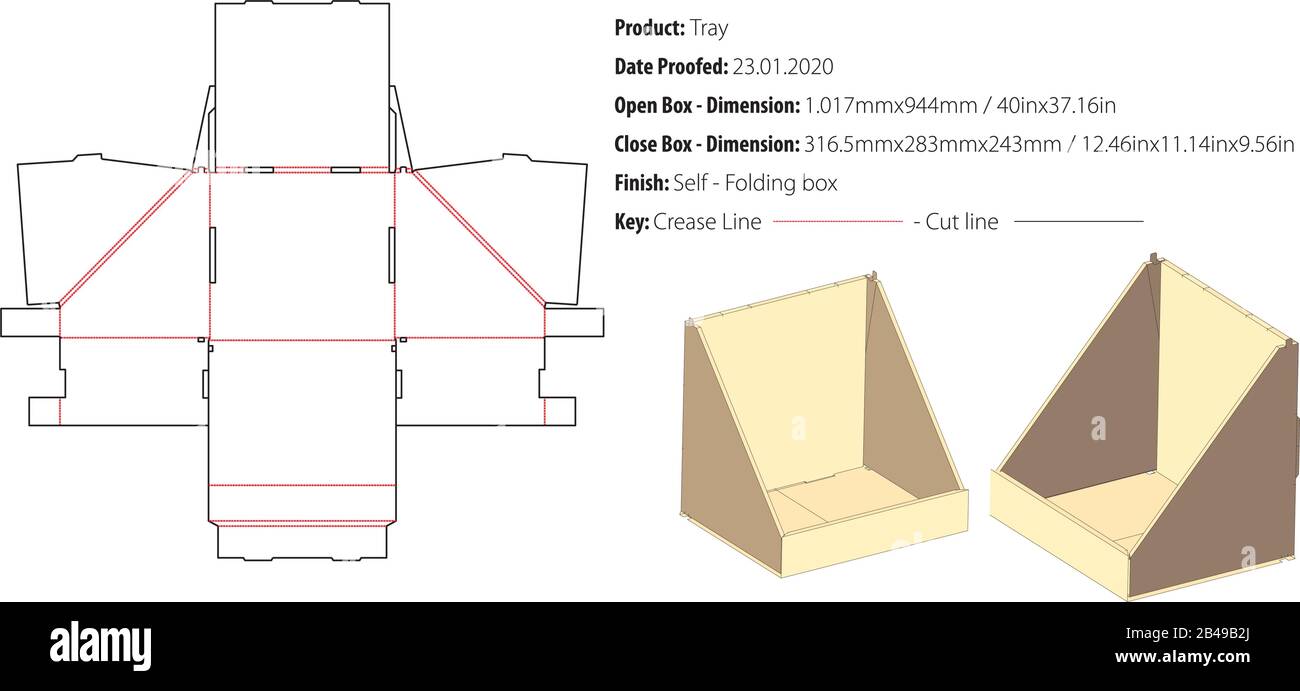 Tray Box template die cut vector Stock Vector