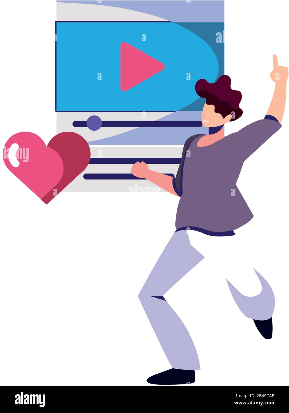 man with media player on white background vector illustration design Stock Vector