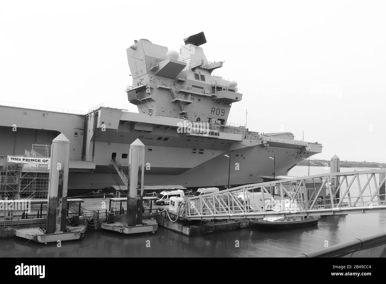 HMS Prince of Wales aircraft carrier at prince dock Liverpool   Credit : Mike Clarke/ Alamy Stock Photos Stock Photo