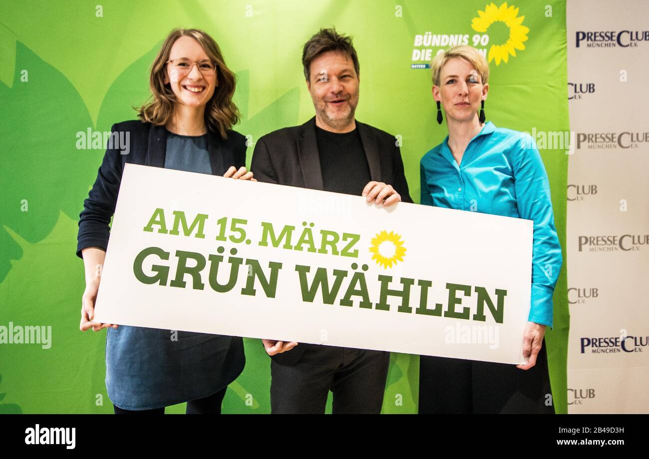 Munich, Bavaria, Germany. 6th Mar, 2020. Assisting Munich mayoral candidate Kathrin Habenschaden ahead of the coming elections, Green party head Robert Habeck and Bavarian co-head Eva Lettenbauer held a press conference in Munich to discuss the plans of the party for the city of Munich. Credit: Sachelle Babbar/ZUMA Wire/Alamy Live News Stock Photo