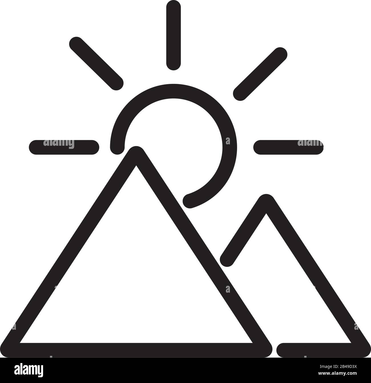 mountains with sun scene line style Stock Vector Image & Art - Alamy