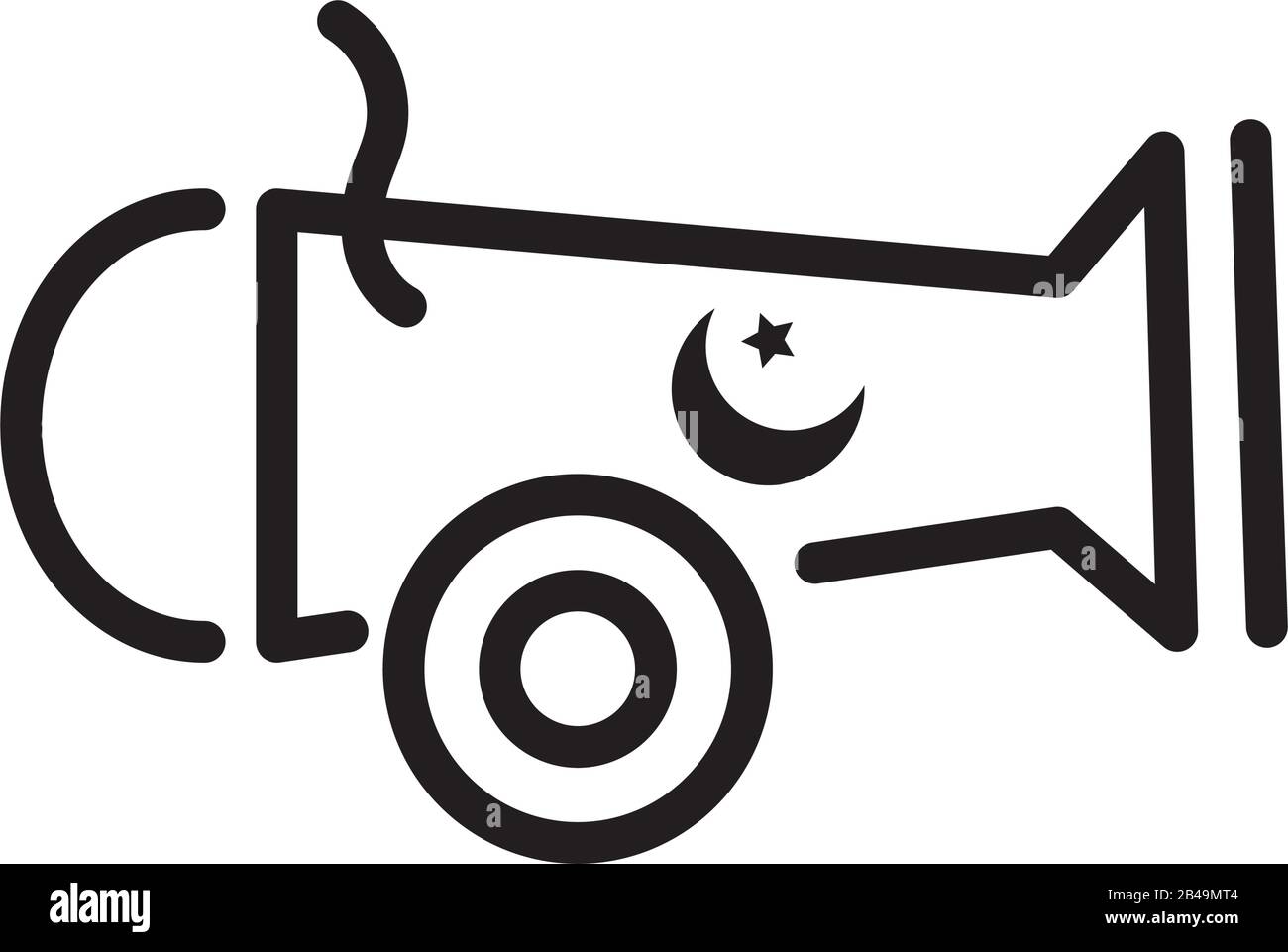cannon weapon with turkey flag line style Stock Vector