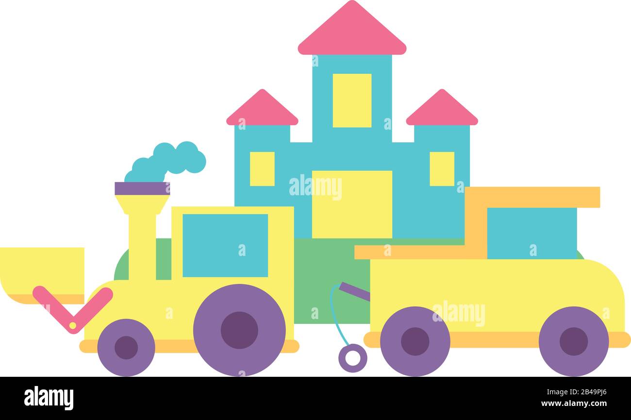 toys for small children, wooden and plastic toys vector illustration