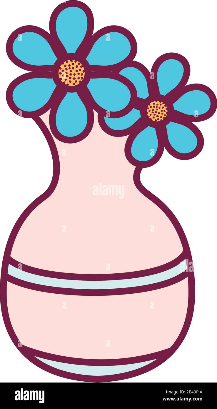 flowers inside vase line and fill style icon design, natural floral ...