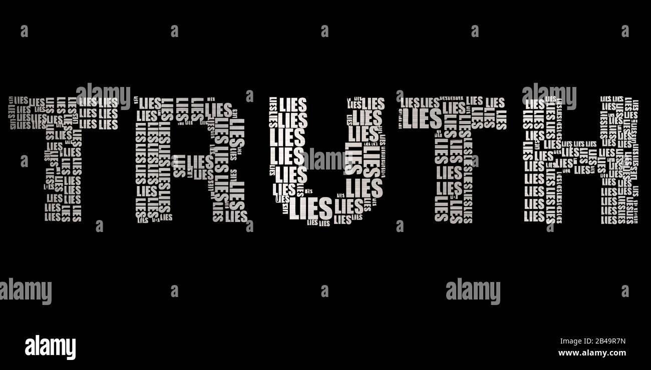 truth inside lies text conceptual metallic silver illustration Stock Photo