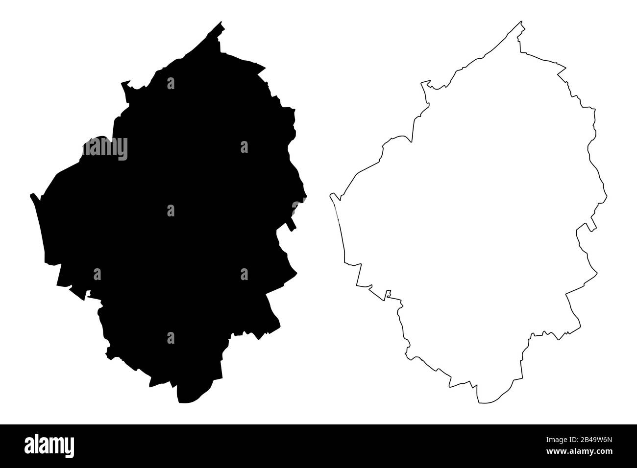 Charleroi City (Kingdom of Belgium, Wallonia Region) map vector illustration, scribble sketch City of Charleroi map Stock Vector
