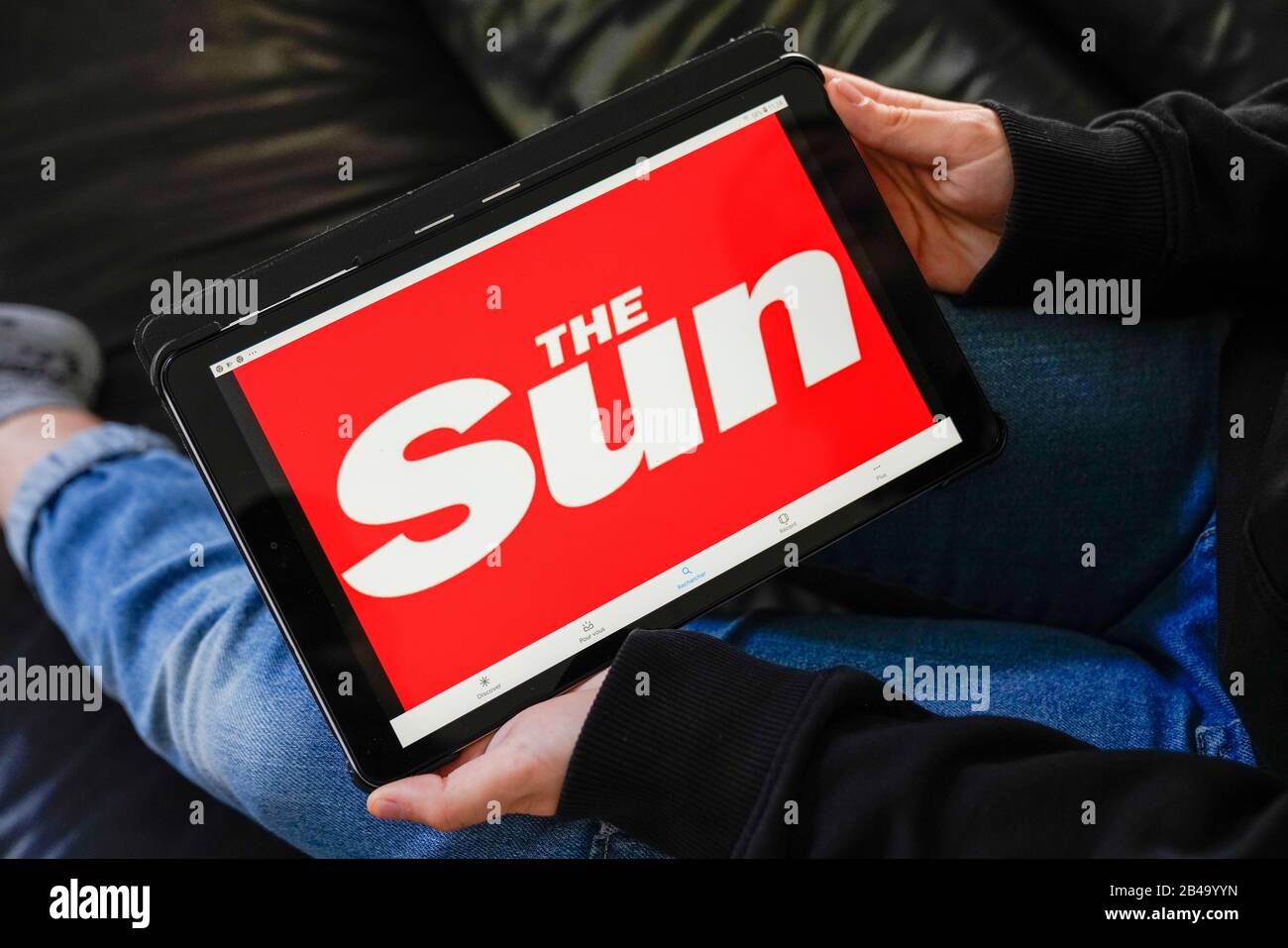 Bordeaux , Aquitaine / France - 11 27 2019 : The Sun screen tablet of tabloid british best-selling newspaper Stock Photo