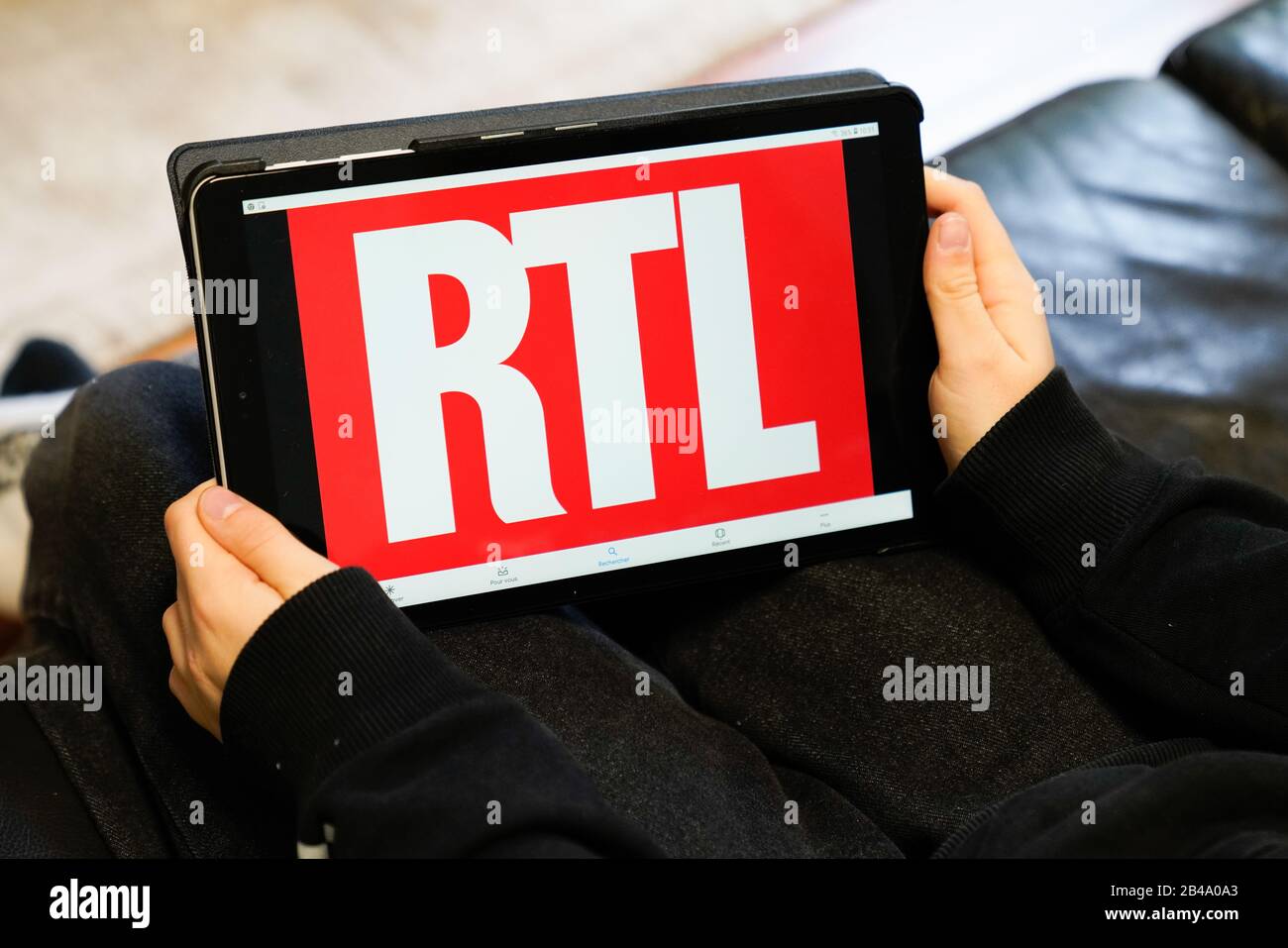 Bordeaux , Aquitaine / France - 11 25 2019 : rtl sign logo screen tablet tv  station popular French Radio Luxembourg Stock Photo - Alamy