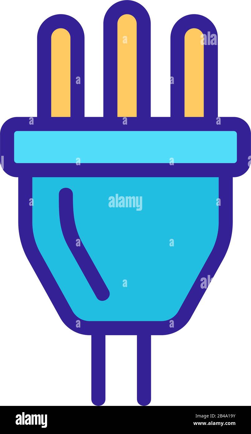 Electric socket connector icon vector. Isolated contour symbol ...