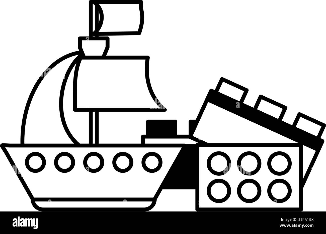 toys for small children, wooden and plastic toys vector illustration