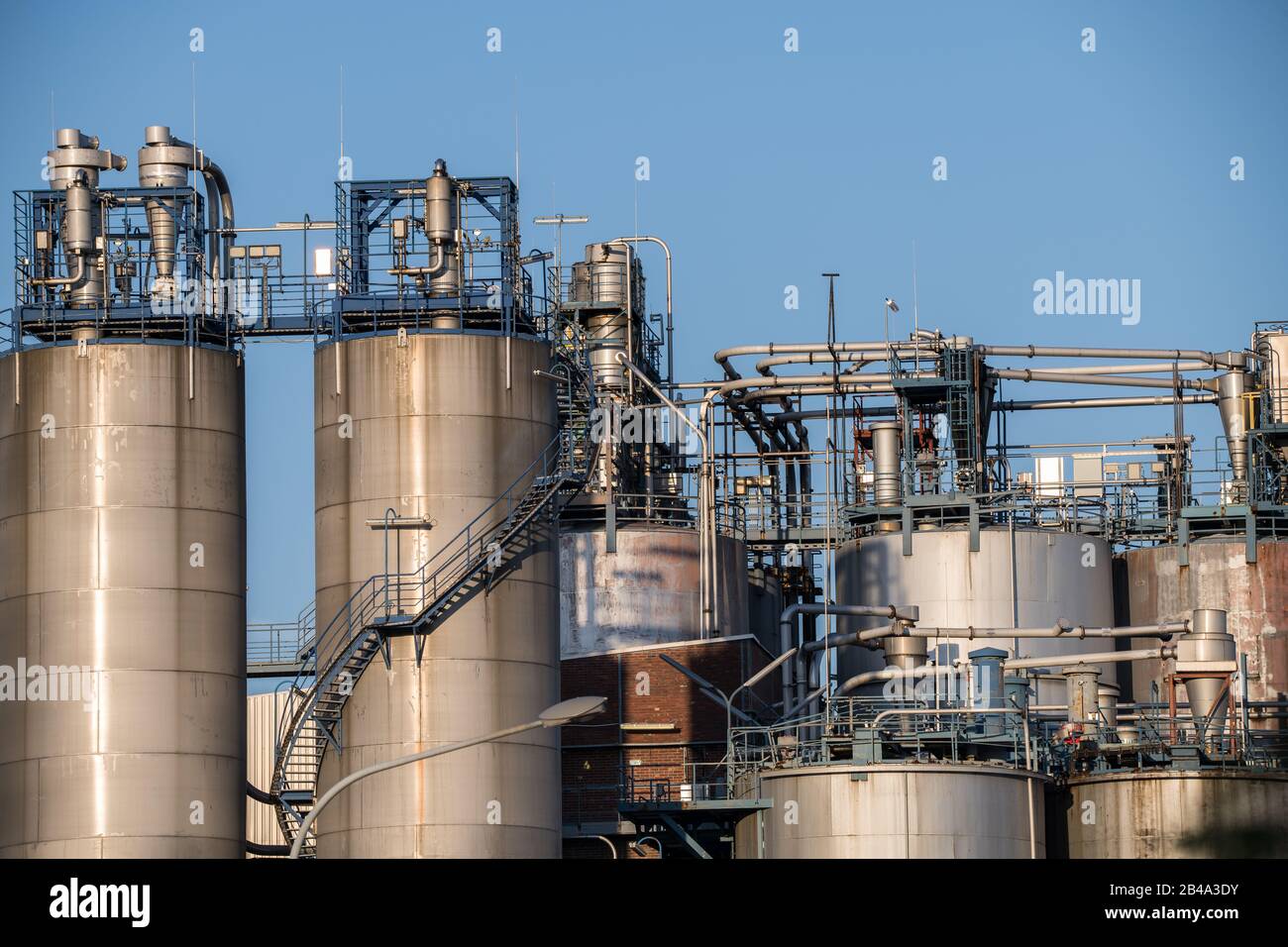 big tanks as part of a chemical plant Stock Photo