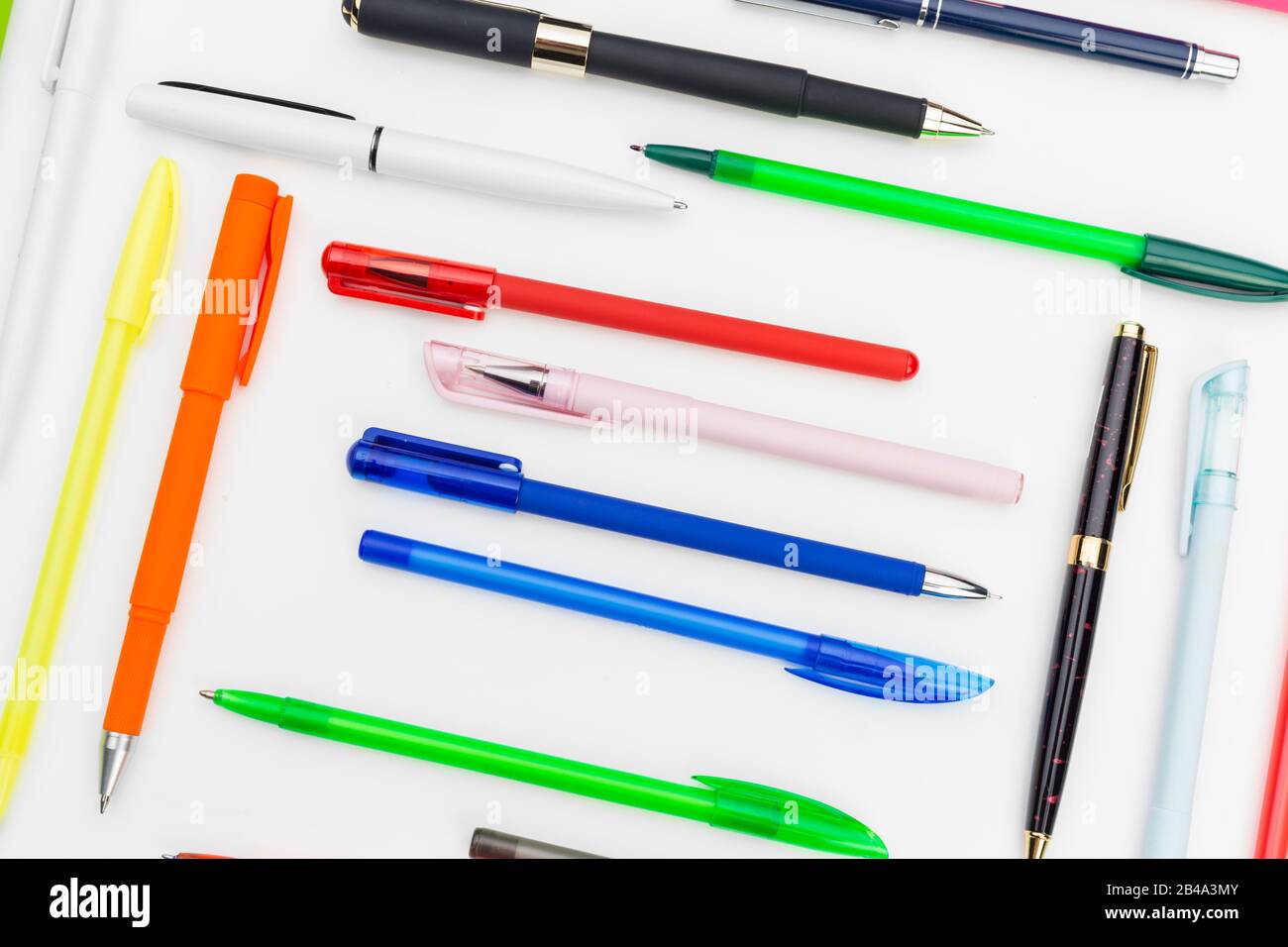 Set of pens isolated on white background Stock Photo - Alamy