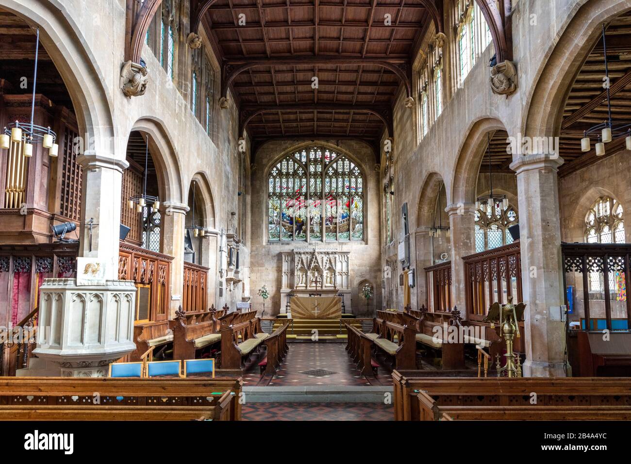 Interior of St Peters Church (circ. 1450's), Winchcombe, Gloucestershire, England, UK Stock Photo
